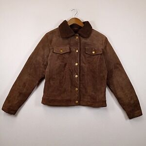 Western Leather U.S.A. Womens Small Brown Suede Sherpa Lined Trucker Jacket